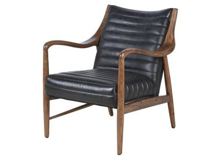 Designové černé kožené křeslo Kaprys