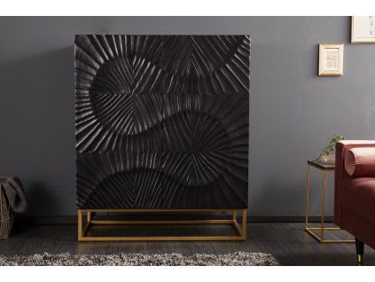Designový vysoký příborník Cobra Dark Grey 120cm mango