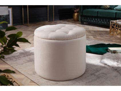 Designový krémový taburet Modern BarockDesignový čalouněný taburet Modern Barock krémový s úložným prostorem