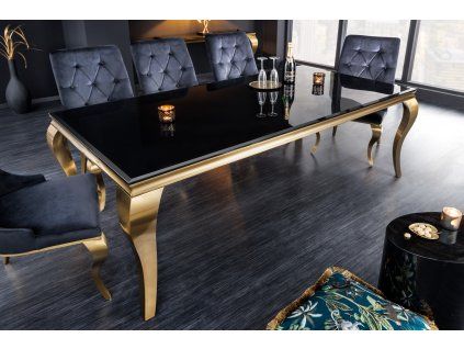 Exkluzivní jídelní stůl Gold Modern Barock 200 cm černý